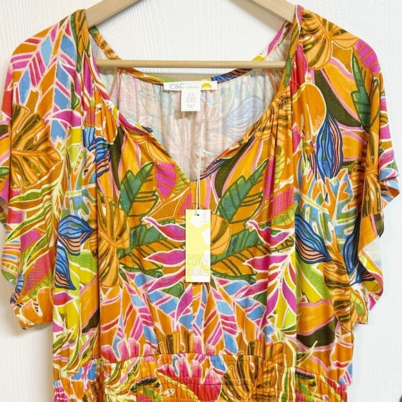 C&C California Tropical Jersey Knit Midi Dress Size 2X NWT - Picture 2 of 7